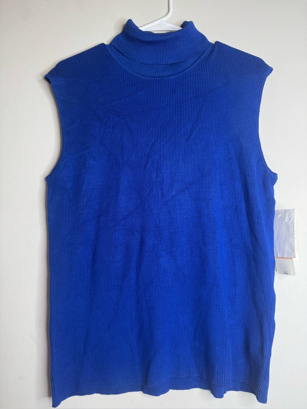 Sleeveless Ribbed Turtleneck Tank Top in Cobalt Blue